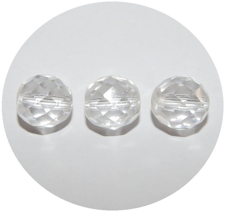 Fire polished beads 11mm, crystal, packing 10 pcs