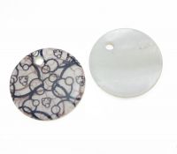 Pendant printed pearl 40mm, bubbles, packing 1 pc