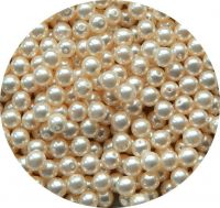 Glass pearls, cream, 6mm, packing 30 pcs