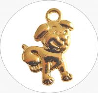 Animal Brass Pendants, Dog, size 11x18x3mm, gold, packing 1pc