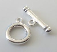 Toggle clasp - silver, 18x6mm, 14x16mm, packing 2 pairs