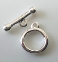 Toggle clasp - silver, 14x4mm, 10x12mm, packing 4 pairs