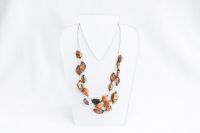 Threerow necklace with pearls and natural stones. Design Providence Rhode Island USA