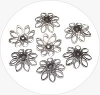 Iron beads caps - flower, platinum, size 20x03mm, packing 20 pcs