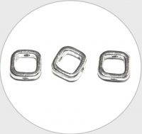 Zinc alloy frame beads - square, plated, 8x8x3mm, packing 10 pcs